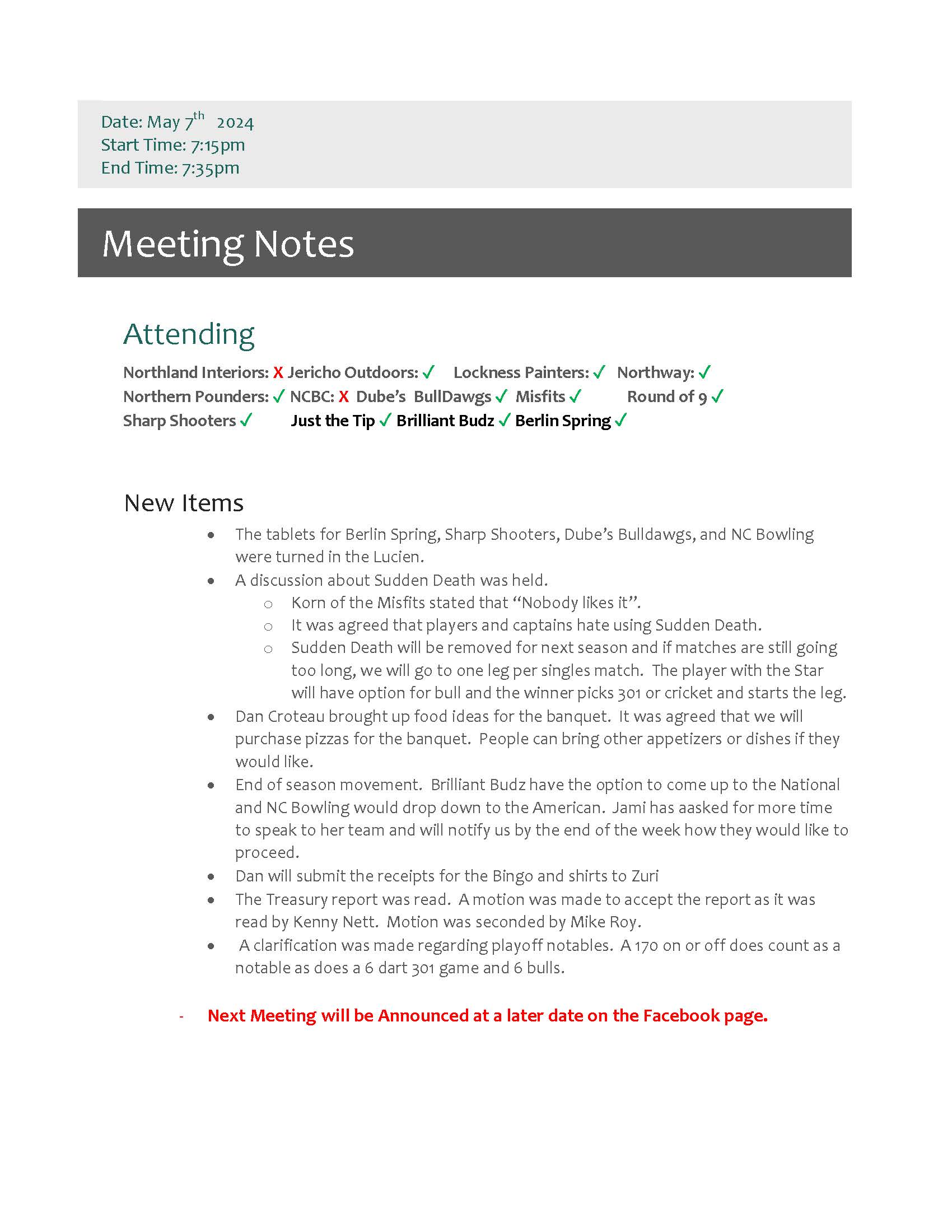 May 2024 Meeting Minutes